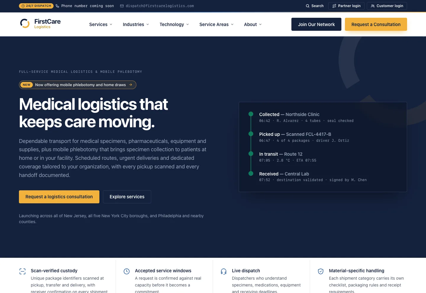 FirstCare Logistics website